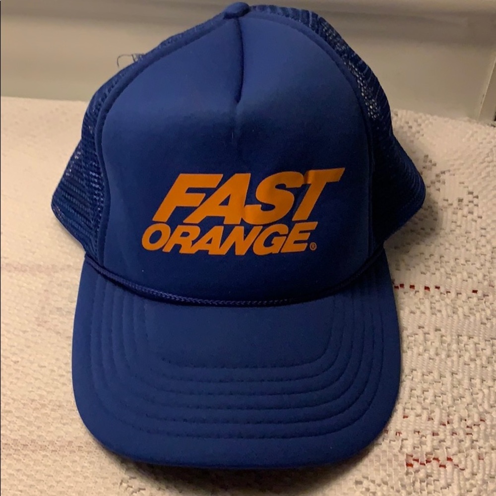 CAP Vintage Fast Orange Blue Trucker Hat Snapback